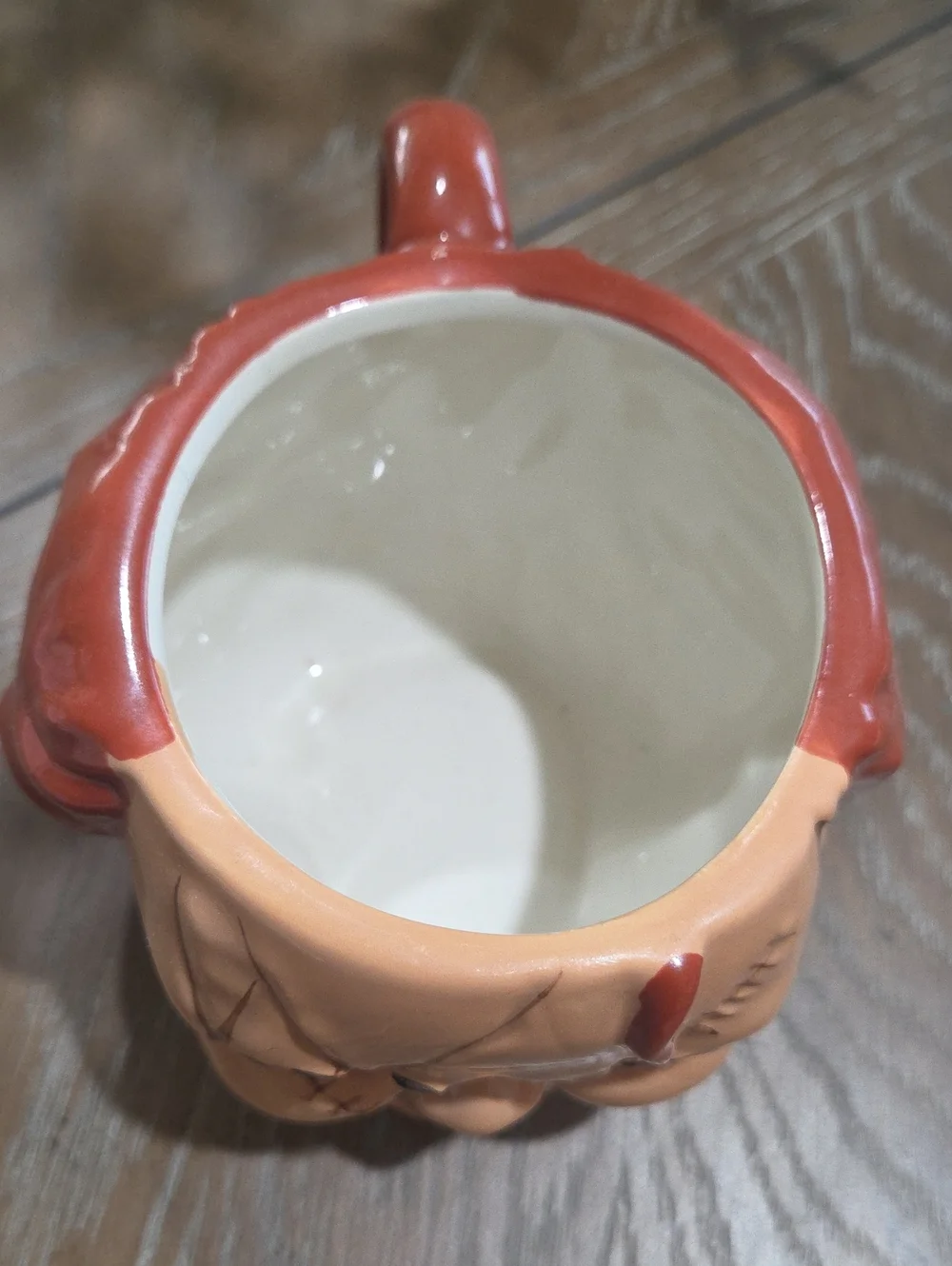Novelty Horror Doll Face Ceramic Mug in Brown and Red -